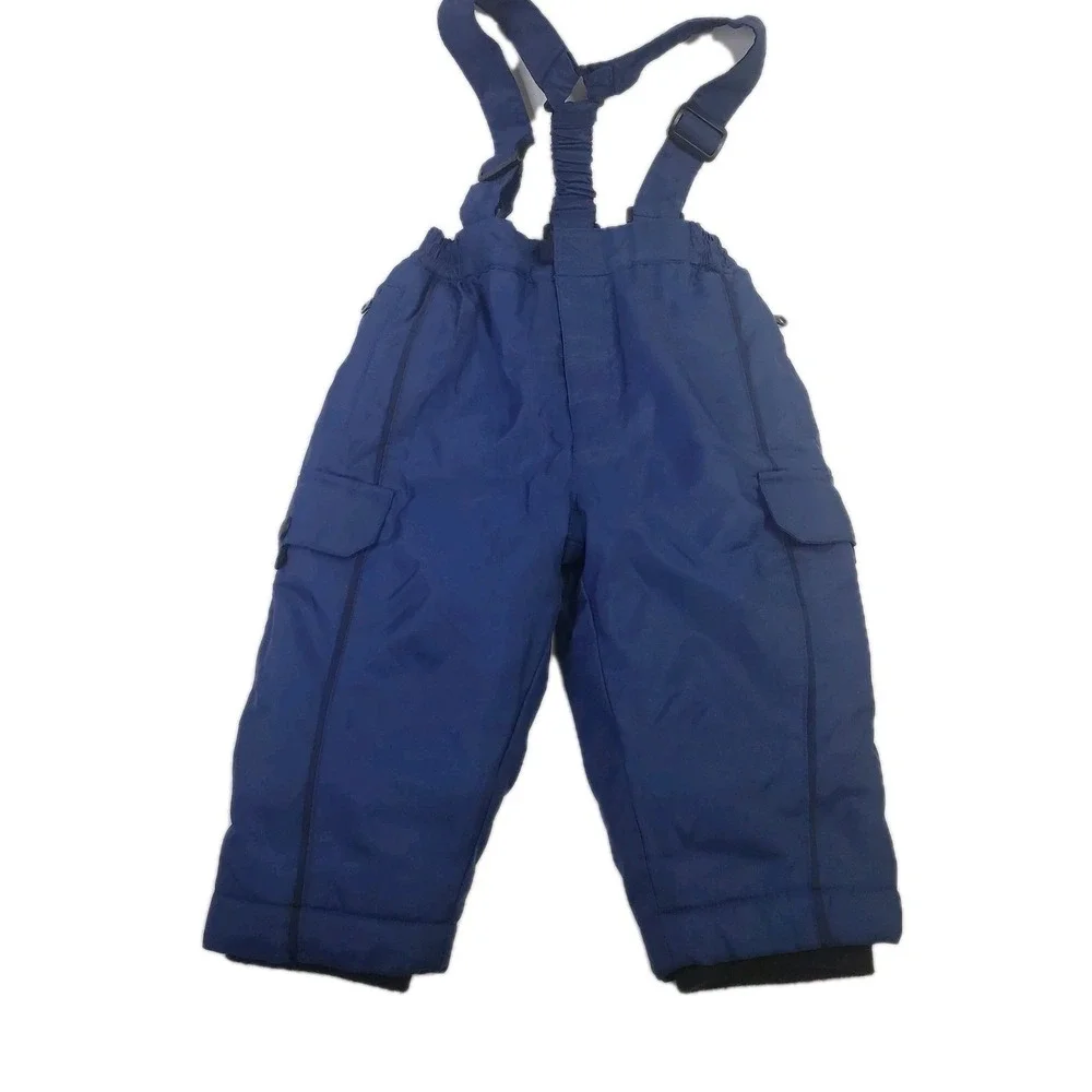 Vintage Gymboree 12-18 Month Blue Fleece Lined Snow Pants Bibs Winter Overalls